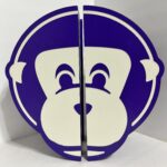 Custom Door Handle with Blue Monkey Design Front View